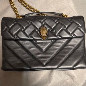 Kurt Geiger Black Quilted Shoulder Bag with Gold Chain